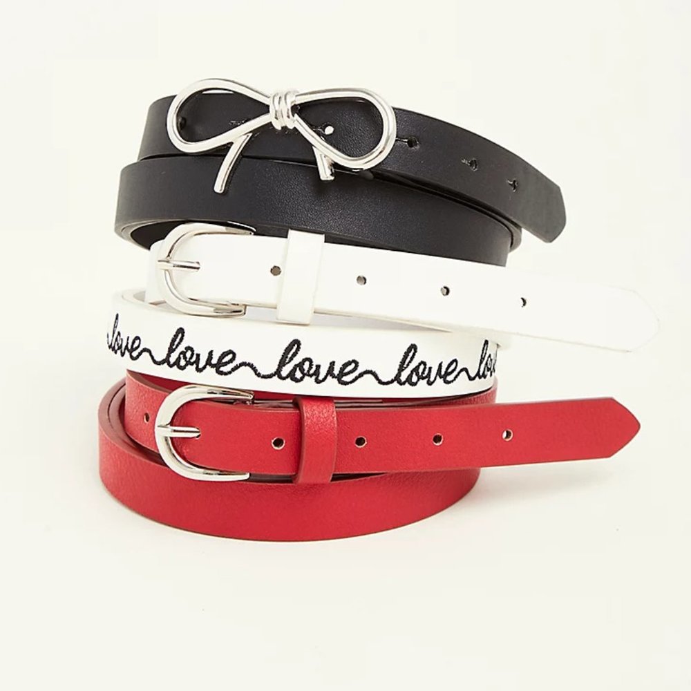 Torrid 1X 3X Belt Black Red White Love Pack/3 Plus